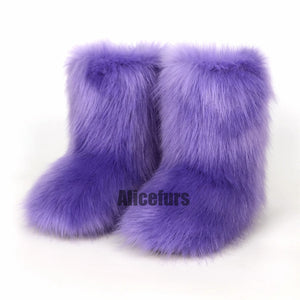 cute faux fur boots for for toddlers and little girls in purple Alicefurs