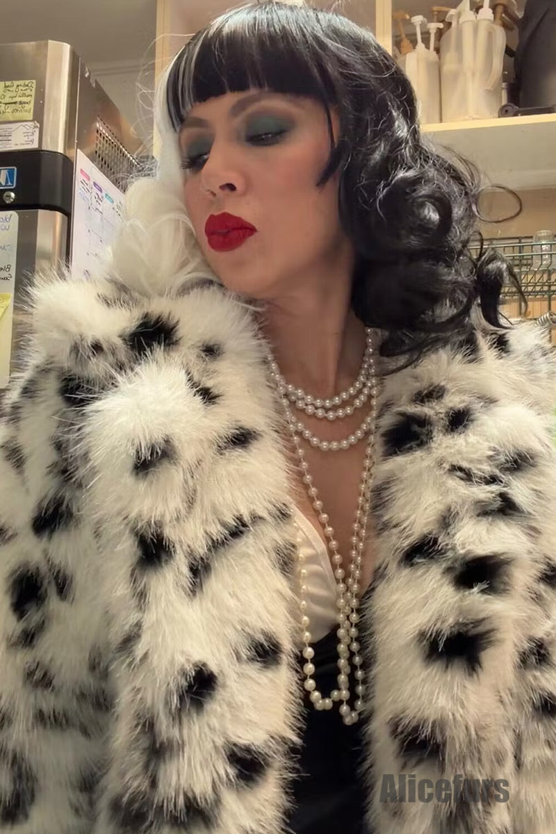 Dalmatian Coat Winter Long Faux Fur Overcoat for Women