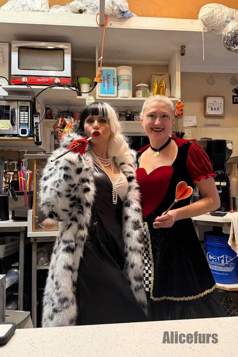 Dalmatian Coat Winter Long Faux Fur Overcoat for Women