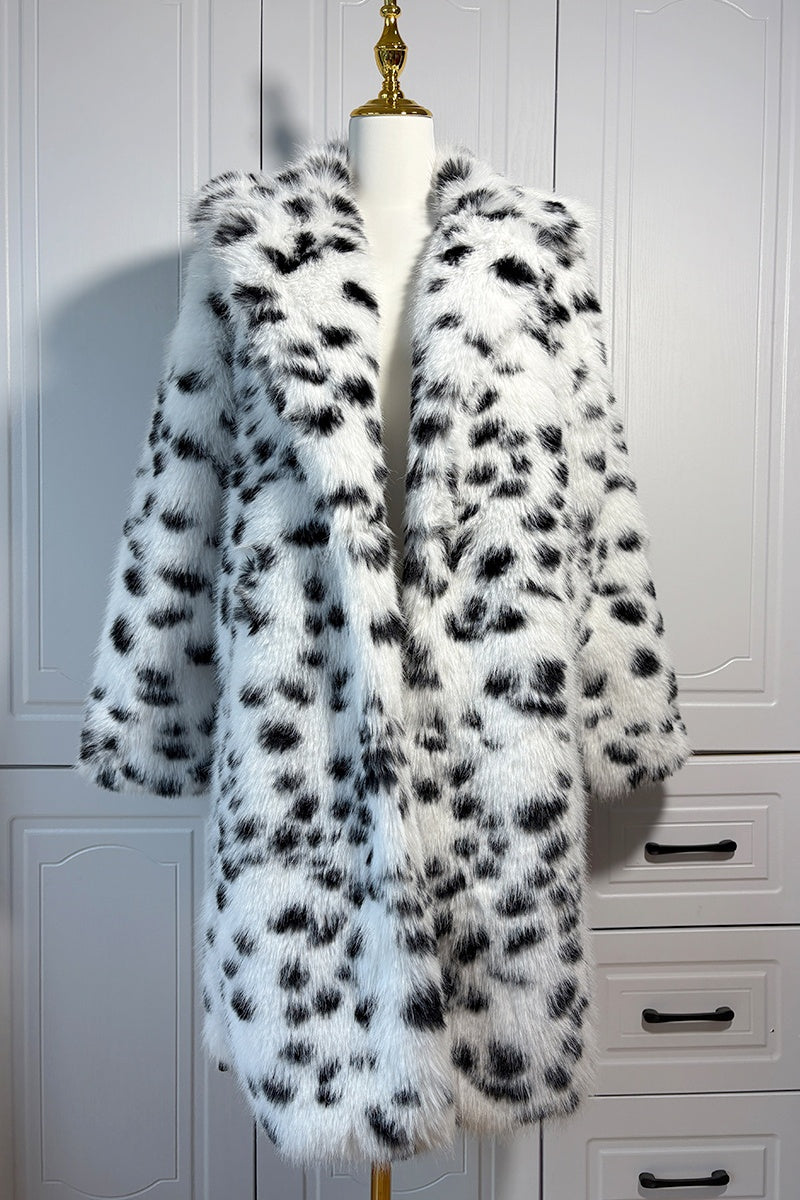 Dalmatian Coat Winter Long Faux Fur Overcoat for Women