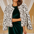 Dalmatian Faux Fur Jacket Worn by Model Front View