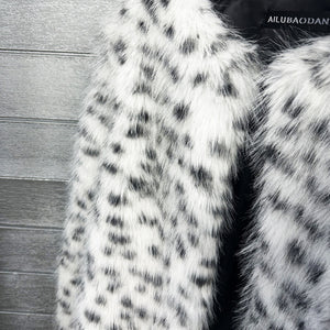 dalmatian faux fur jacket short collarless fuzzy outerwear for women 5 Alicefurs