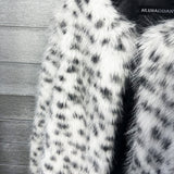 Dalmatian Faux Fur Jacket Short Collarless Fuzzy Outerwear for Women