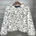 dalmatian faux fur jacket short collarless fuzzy outerwear for women 8 Alicefurs