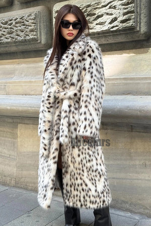 dalmatian fur coat belted leopard print overcoat for women 3 Alicefurs