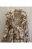 Dalmatian Fur Coat Brownish Belted Long Overcoat for Women