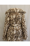 Dalmatian Fur Coat Brownish Belted Long Overcoat for Women