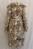 Dalmatian Fur Coat Brownish Belted Long Overcoat for Women