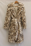 Dalmatian Fur Coat Brownish Belted Long Overcoat for Women