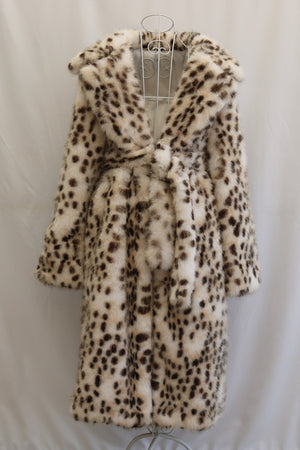 dalmatian fur coat brownish belted long overcoat for women Alicefurs