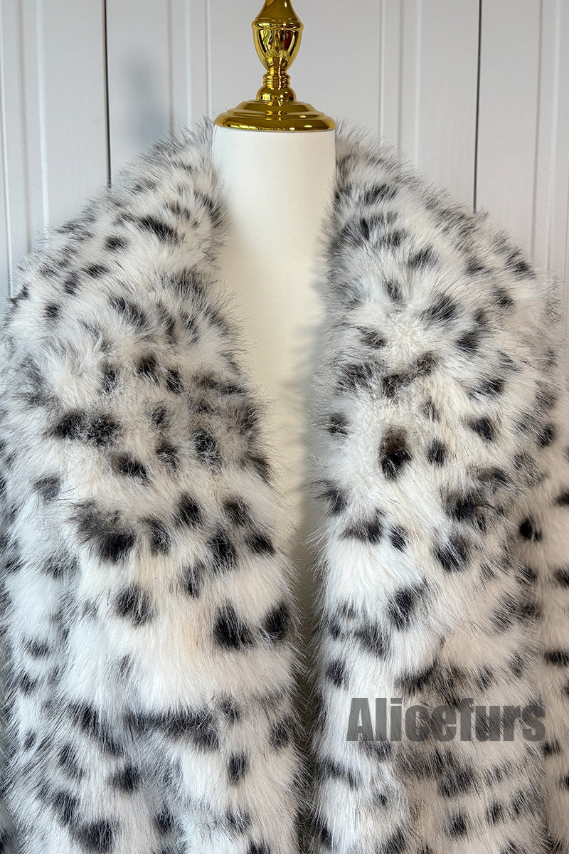 Dalmatian Fur Coat Winter Long Outerwear for Women