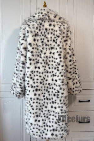 dalmatian fur coat winter long outerwear for women in black and white 2 Alicefurs