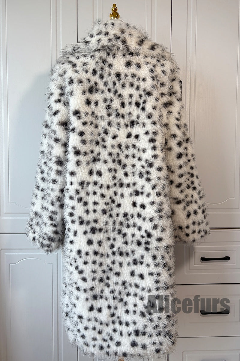 Dalmatian Fur Coat Winter Long Outerwear for Women