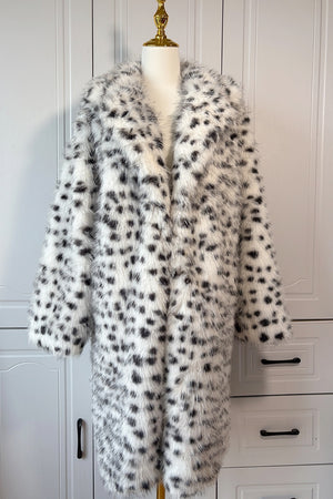 dalmatian fur coat winter long outerwear for women in black and white Alicefurs