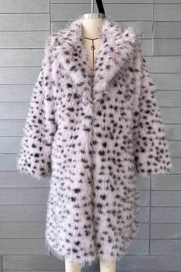 Dalmatian Fur Coat Winter Long Outerwear for Women