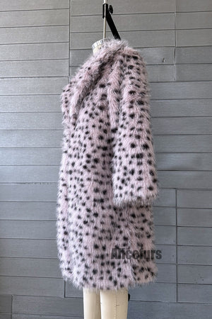 dalmatian fur coat winter long outerwear for women in pink 2 Alicefurs