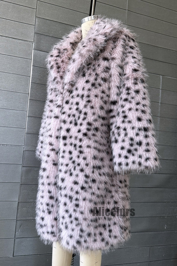 Dalmatian Fur Coat Winter Long Outerwear for Women