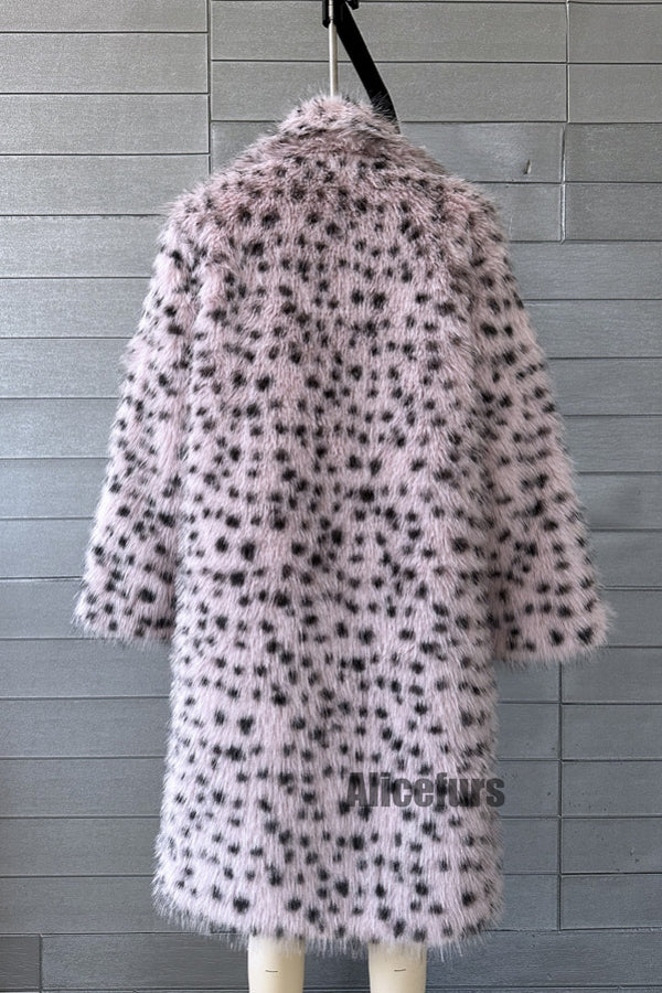 Dalmatian Fur Coat Winter Long Outerwear for Women