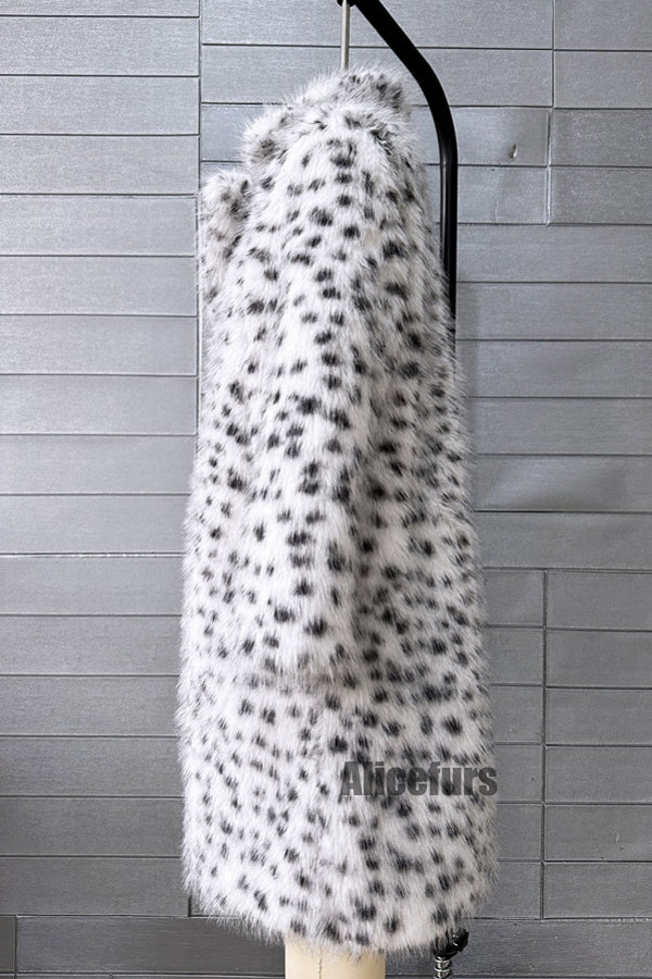 Dalmatian Fur Coat Winter Long Outerwear for Women