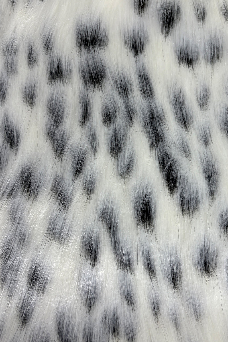 Dalmatian Fur Dress Coat Winter Snow Leopard Overcoat for Women