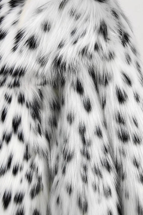 Dalmatian Fur Jacket Snow Leopard Short Coat for Women