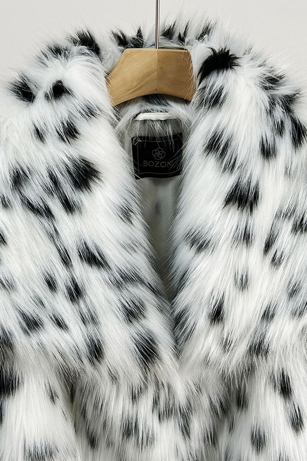 Dalmatian Fur Jacket Snow Leopard Short Coat for Women