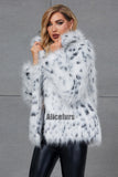 Dalmatian Fur Jacket Winter Fluffy Short Outerwear for Women