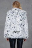 Dalmatian Fur Jacket Winter Fluffy Short Outerwear for Women