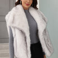 fake fur vest with big collar for women in dusty white Alicefurs