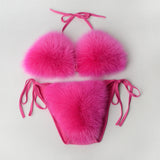 Faux Fur Bikinis Fuzzy Swimwear for Women