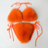 Faux Fur Bikinis Fuzzy Swimwear for Women