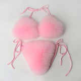 Faux Fur Bikinis Fuzzy Swimwear for Women