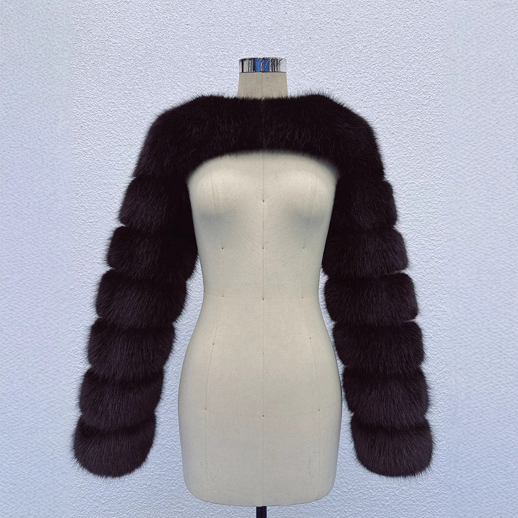 Faux Fur Bolero Fluffy Long Sleeves Shrug for Women