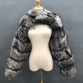 faux fur bolero jacket fluffy long sleeves for women in gray Alicefurs