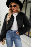 Faux Fur Bolero Winter Long Sleeves Cropped Fluffy Jacket