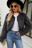 Faux Fur Bolero Winter Long Sleeves Cropped Fluffy Jacket