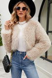 Faux Fur Bolero Winter Long Sleeves Cropped Fluffy Jacket