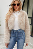 Faux Fur Bolero Winter Long Sleeves Cropped Fluffy Jacket