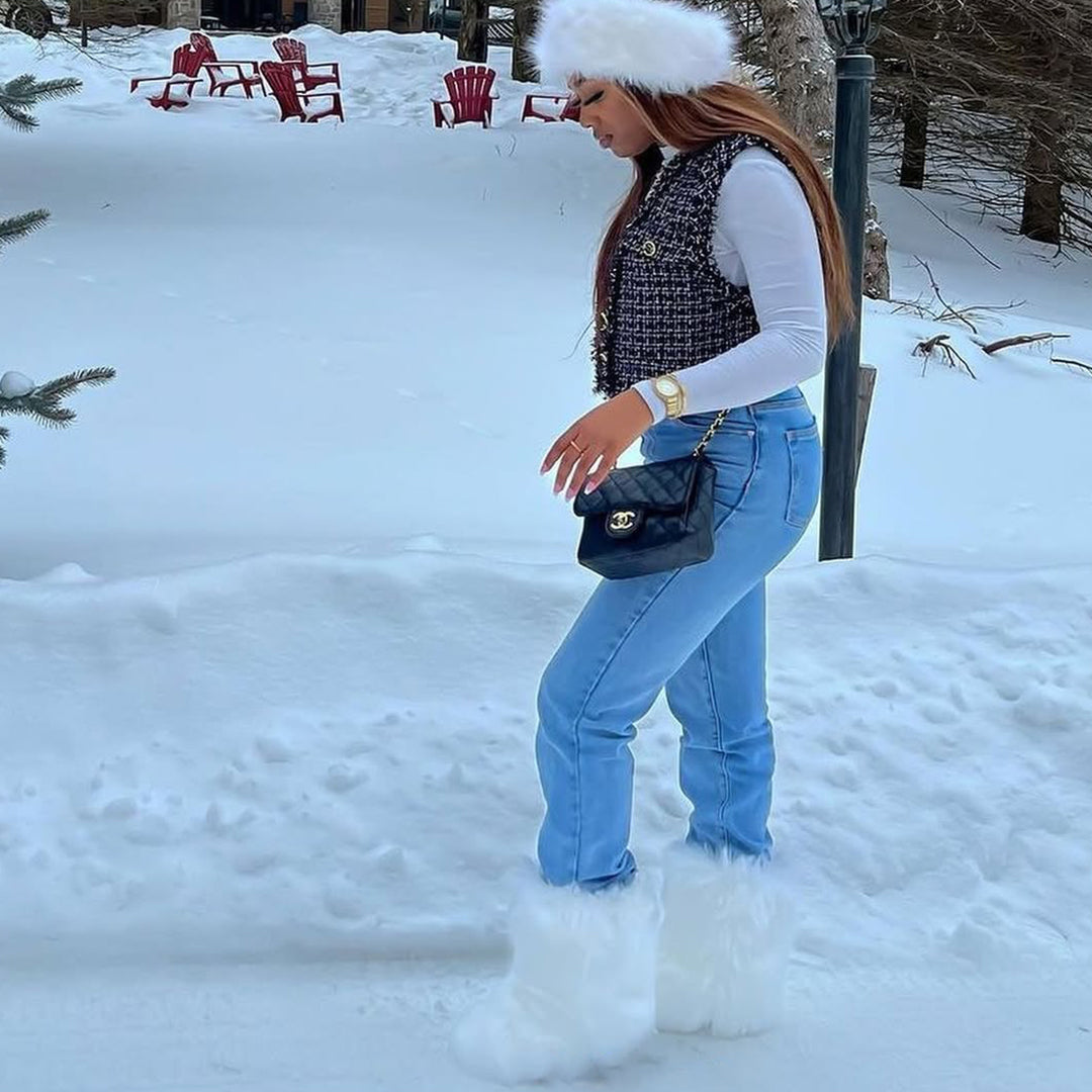 Faux Fur Boots Fluffy Winter Booties for Women