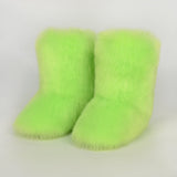 Green Faux Fur Boots for Women