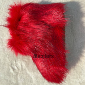 faux fur boots winter warm fluffy boots for toddlers and little girls in blackish red 2 Alicefurs