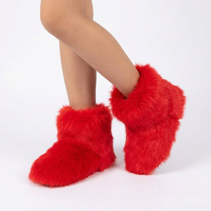 faux fur boots winter warm fluffy boots for toddlers and little girls in red 8 Alicefurs