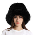 faux fur bucket hat for women in black Alicefurs