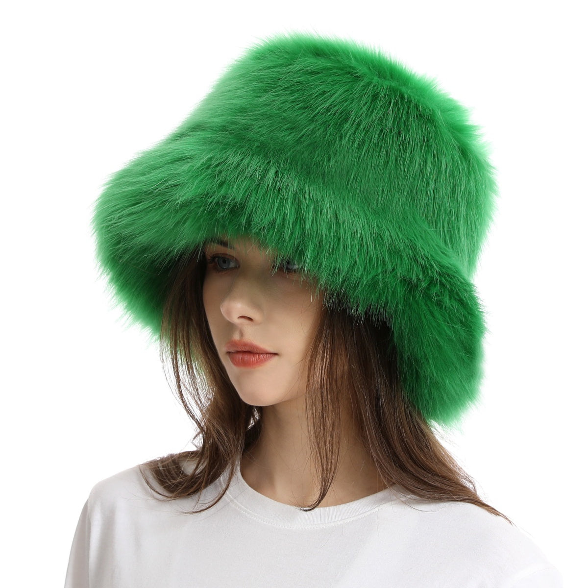 Faux Fur Bucket Hat for Women