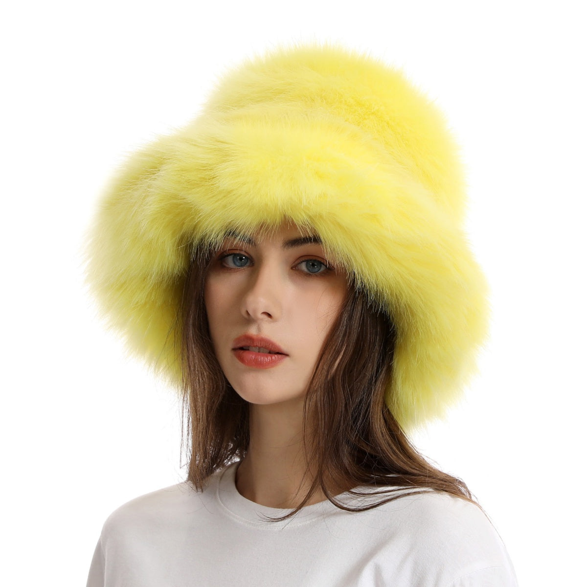 Faux Fur Bucket Hat for Women