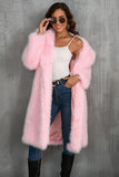 Faux Fur Coat Long Women's Winter Furry Overcoat with Notch Collar