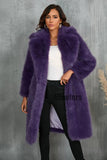 Faux Fur Coat Long Women's Winter Furry Overcoat with Notch Collar