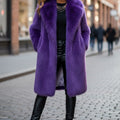 faux fur coat long womens winter furry overcoat with notch collar in purple 5 Alicefurs