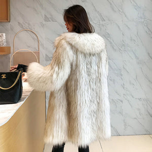 faux fur coat winter fluffy overcoat for women in blackish white 1 Alicefurs