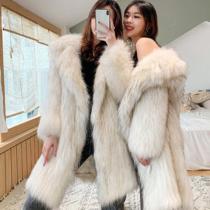 faux fur coat winter fluffy overcoat for women in blackish white 2 Alicefurs